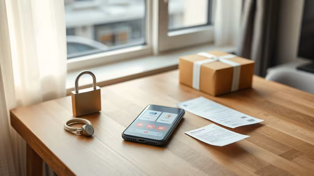Shop sur smartphone avec colis, reçu et cadenas pour acheter en ligne de façon sûre
