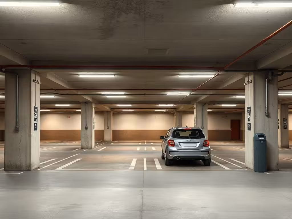 Garage d’hôtel à Prague avec places de parking réservables et accès sécurisé.